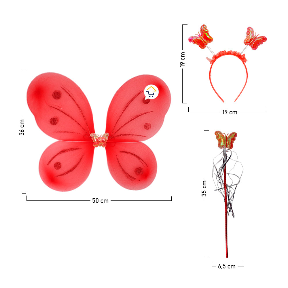 Vista 4 de Disfraz Mariposa Hada Halloween OD500 - color: rojo